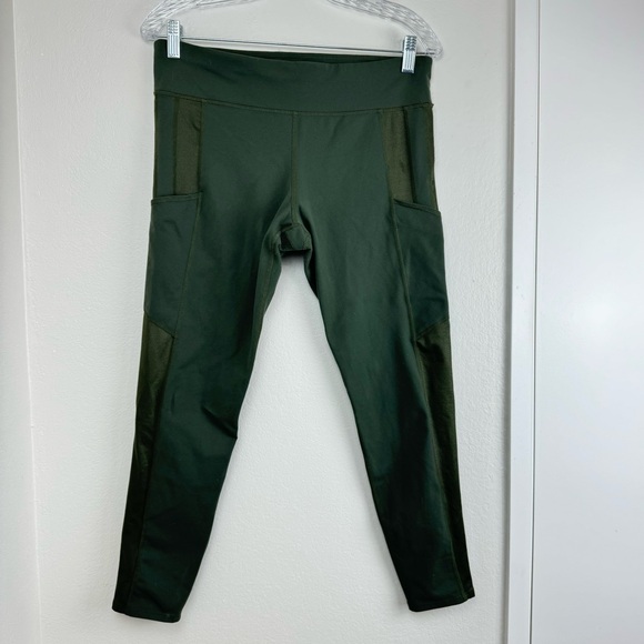 JoyLab Pants - JoyLab Green Cropped Leggings Sz L EUC pockets gym workout running sweat